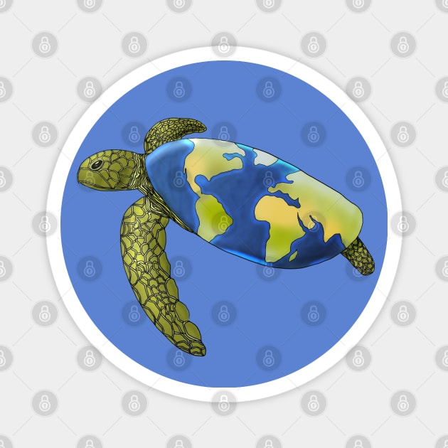 Save the Turtles / Save the Planet / Turtles Holding the Earth Magnet by Lunar Scrolls Design